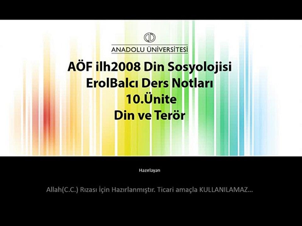 AÖF ilh2008 10.Ünite ErolBalcı - Din Sosyolojisi Ders Notları