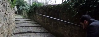 Slow motion running on stairs in Piran