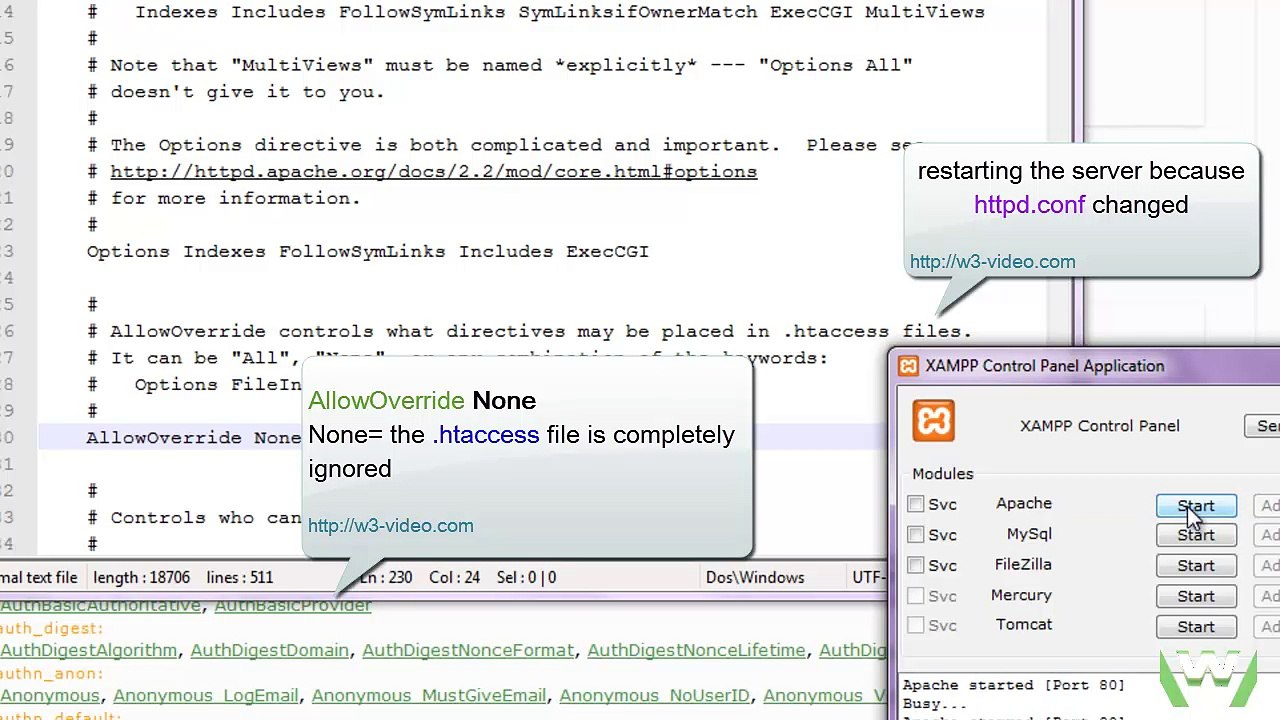 AllowOverride directive and .htaccess, Tutorial