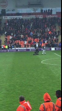Wheelchair Pitch Invader Fans Invade On Field - Huddersfield vs Blackpool