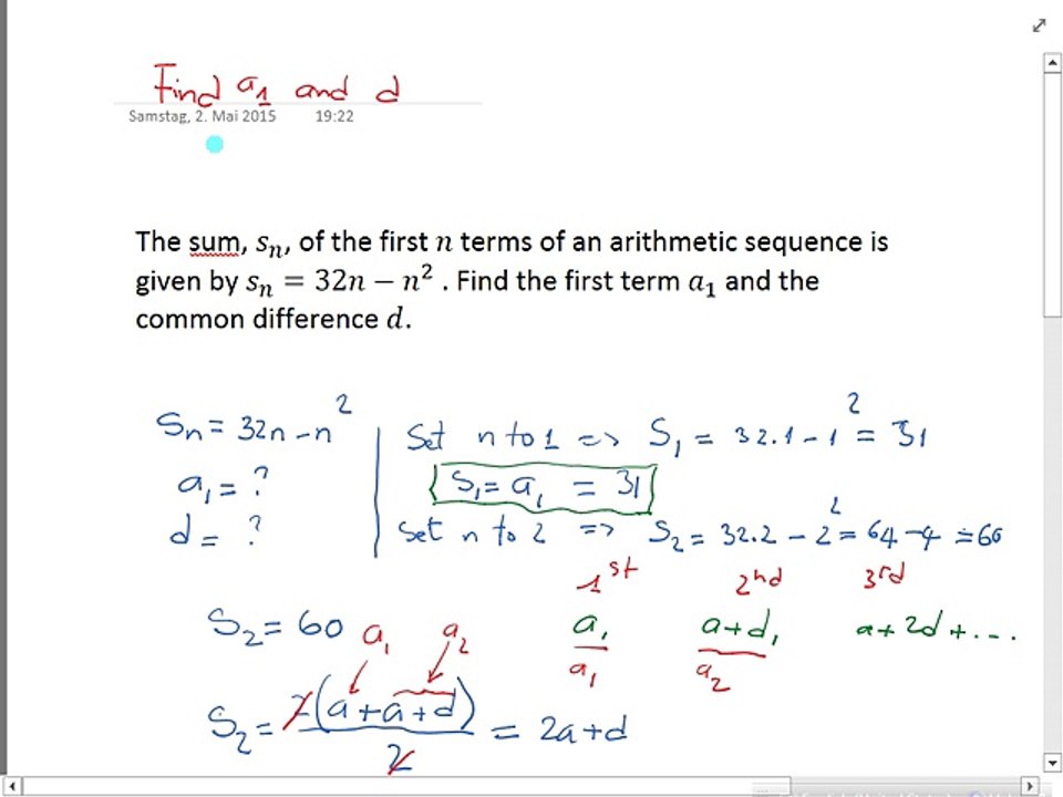 Find the First Term and the Common Difference of an Arithmetic Sequence