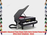 Asiawill? Classical Piano Shape Cable Retro Corded Phone Home Office Desk Telephone - Black