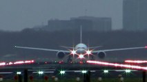 Amazing Crosswind Takeoff Emirates B777 at RW24 AMS