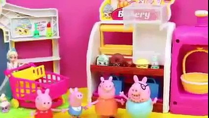 Peppa Pig Shopkins Surprise Basket with Disney Frozen Elsa and Anna and Daddy Pig Open Sho