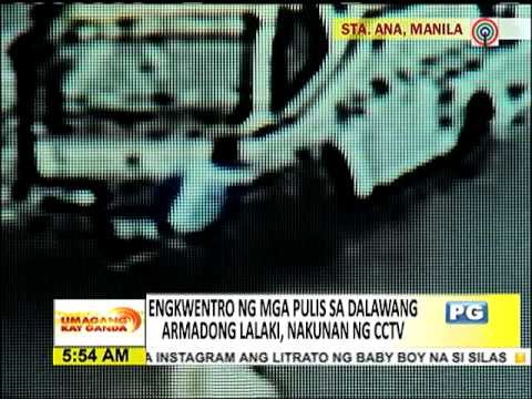 SAPUL SA CCTV: Engkwentro ng mga pulis sa 2 armadong lalaki