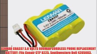 LENMAR CBA337 3.6 VOLTS 600MAH CORDLESS PHONE REPLACEMENT BATTERY: Fits Conair CTP 8225 Southwestern