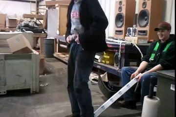 Guy gets blasted in the nuts, falls to the ground.