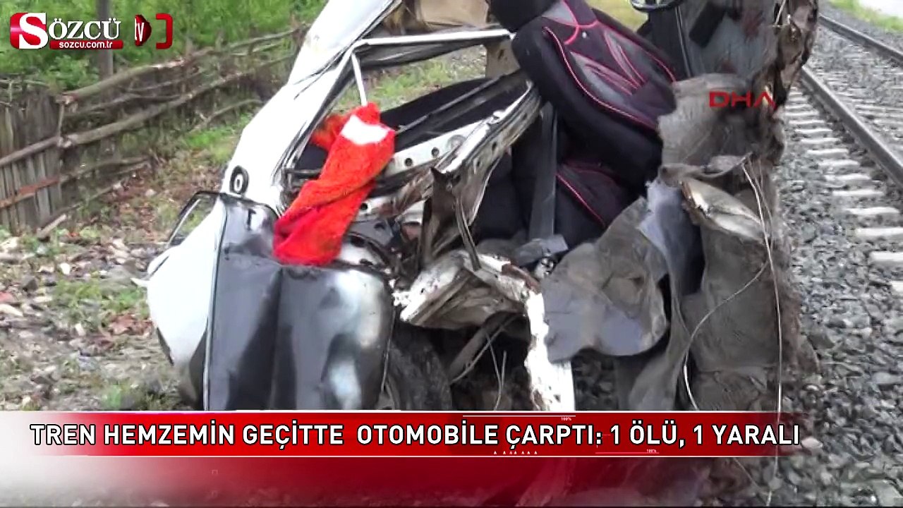 Tren otomobile çarptı: 1 ölü 1 yaralı