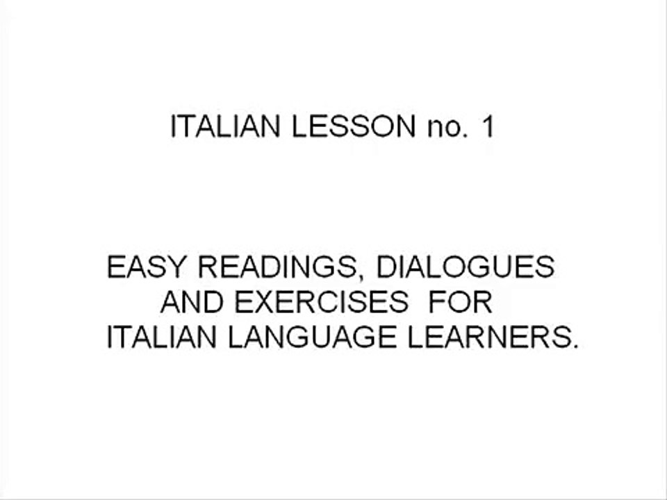 ITALIAN LESSON no. 1