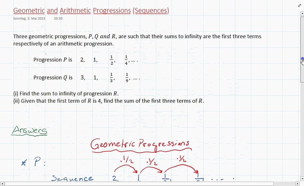 Geometric and Arithmetic Progressions (Sequences)