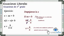 Ecuaciones Literales  - Clases de matemáticas - Tutores Online