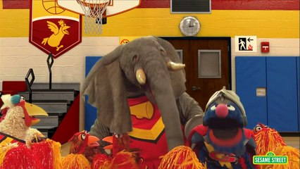 Sesame Street: Super Grover Balances Some Chicken Cheerleaders