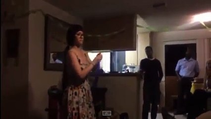 Funny video of a woman swallowed a needle punctured the balloon after it