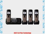 Panasonic KX-TG4744B DECT 6.0 Cordless Phone with Answering System Black 4 Handsets