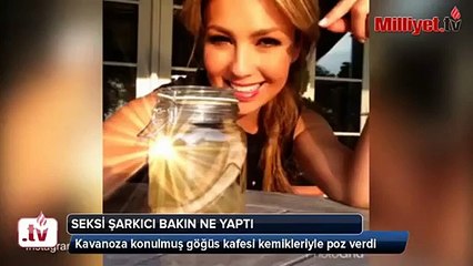 Seksi şarkıcıdan şaşırtan poz! Videosu