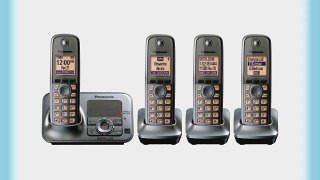 Panasonic KX-TG4134M DECT 6.0 Cordless Phone with Answering System Metallic Gray 4 Handsets