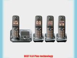 Panasonic KX-TG4134M DECT 6.0 Cordless Phone with Answering System Metallic Gray 4 Handsets