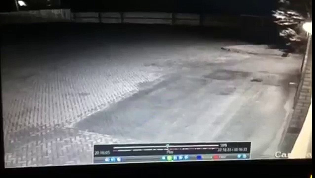 CCTV footage shows blundering burglars ram stolen car out of garage after breaking in through roof