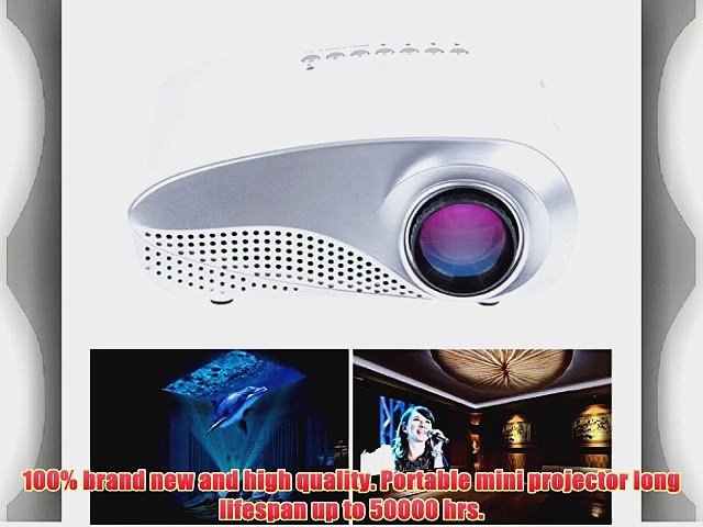 Rienar?LED Mini Projector Fashionable Home Theater Support HD Video Games TV Movie TXT Music