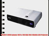 VPLDX11 3000 Lumens 1024 x 768 XGA 700:1 Mobile LCD Projector