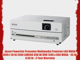 Epson PowerLite Presenter Multimedia Projector LCD WXGA 3000:1 16:10 2500 LUMENS USB W/DVD