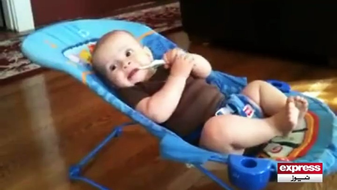 Baby playing in free time