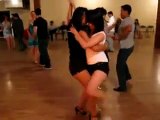 Two girls dancing.