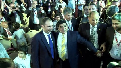 Diego Maradona attends football forum in Jordan