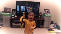 5-year-old boy performs Bruce Lee nunchaku routine