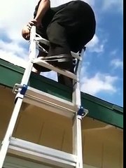 How NOT to get off a ladder from a roof!!
