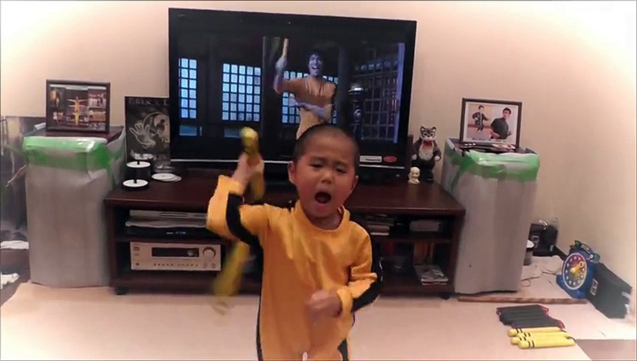 Dunya News  5yearold boy performs Bruce Lee nunchaku routine