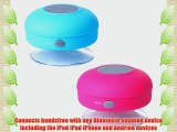 HDE His and Hers Mix and Match Wireless Bluetooth Waterproof Shower Speakers - 2 Pack (Blue