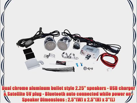 Pyle PLMCA62BT 600 Watt Motorcycle Bluetooth Weatherproof Sound System with Speakers Amplifier