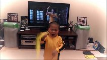 5-year-old boy performs Bruce Lee nunchaku routine