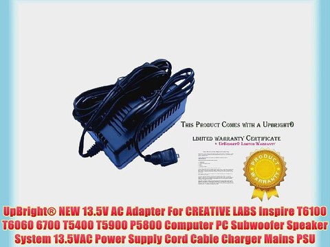 UpBright? NEW 13.5V AC Adapter For CREATIVE LABS Inspire T6100 T6060 6700 T5400 T5900 P5800