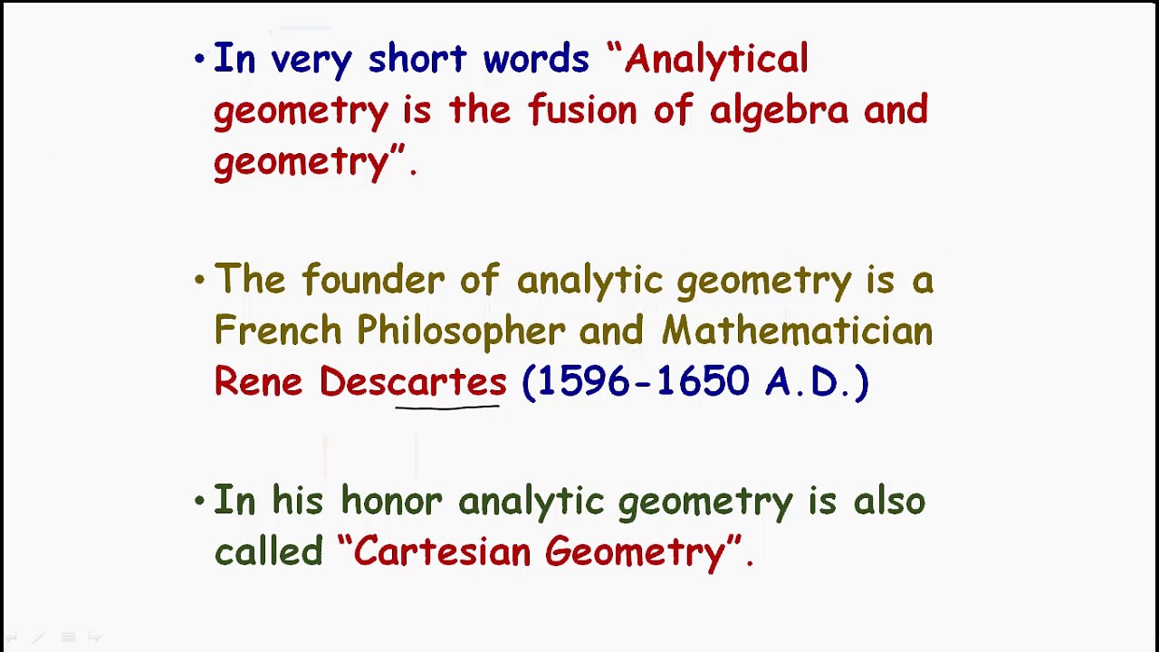 Basics of Analytical Geometry