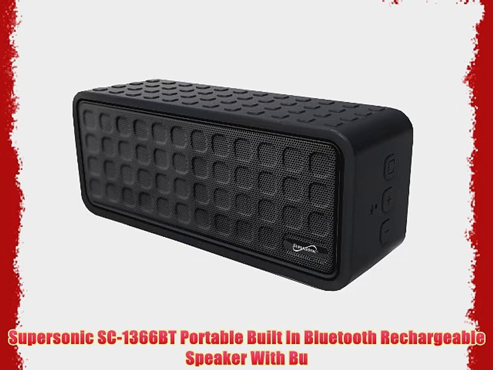 Supersonic SC-1366BT Portable Built In Bluetooth Rechargeable Speaker With Bu