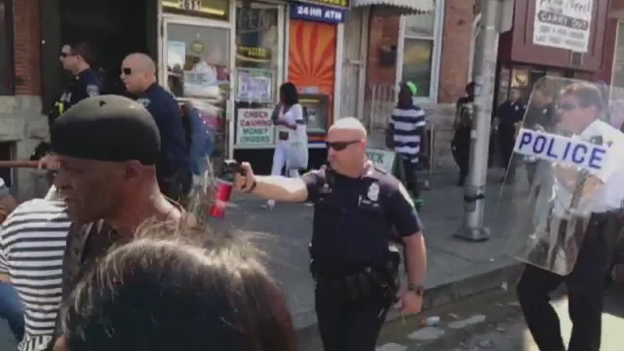 Baltimore Police Pepper Spray Protesters after Alleged Shooting