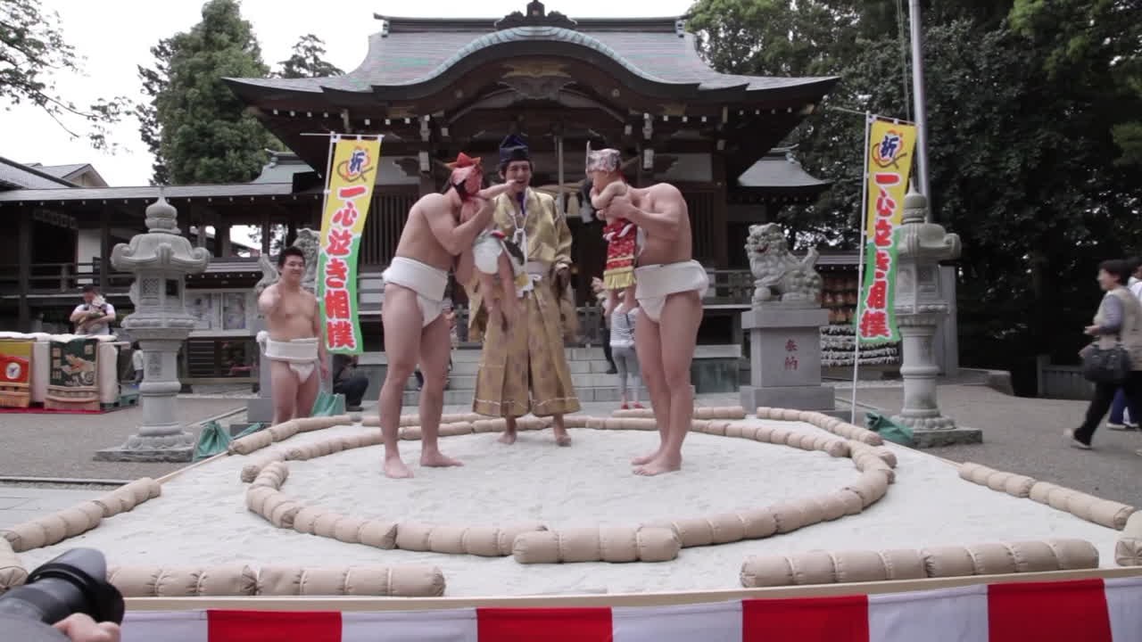 Japan: Babys im Sumo-Ring. Wer zuerst heult, gewinnt!