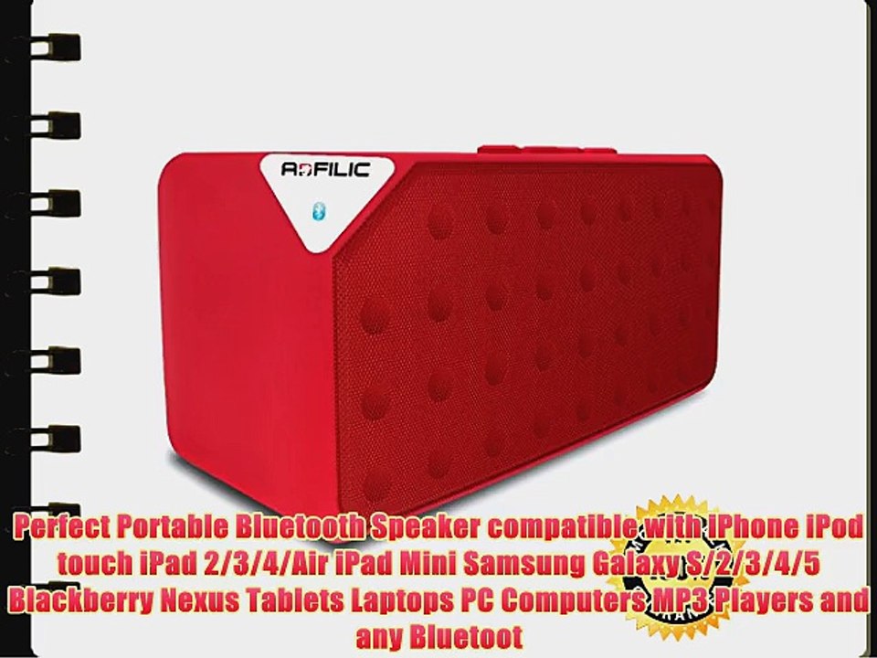 ADFILIC Bluetooth Speakers Ultra Portable Wireless Stereo - Powerful Crystal Clear Sound -