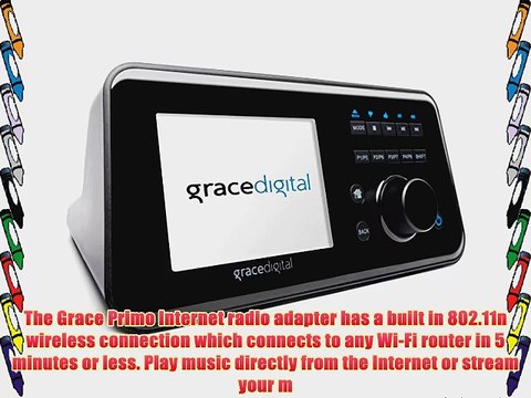 Grace Digital GDI-IRCA700 Wireless Internet Radio Adapter with 3.5-Inch Color Display Featuring