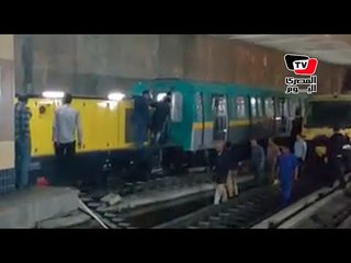 أعمال رفع قطار مترو العباسية بعد حادث المصدات