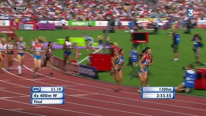 Finish INCROYABLE - France 4x400m Femme Championnat d'Europe 2014 (Women Relais) - Incredible finish