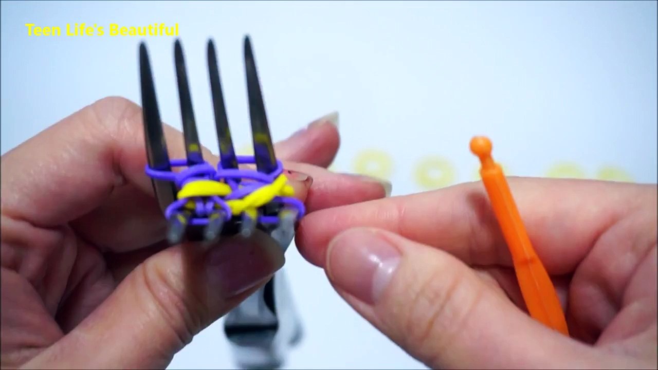 How to make Rainbow Loom Taffy Twist Bracelet 2 forks no Loom DIY