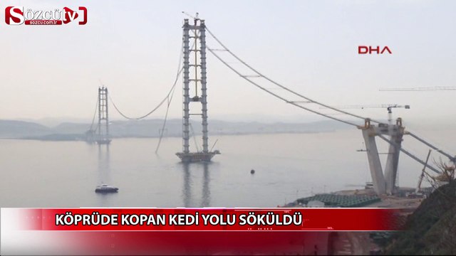Köprüde kopan kedi yolu söküldü
