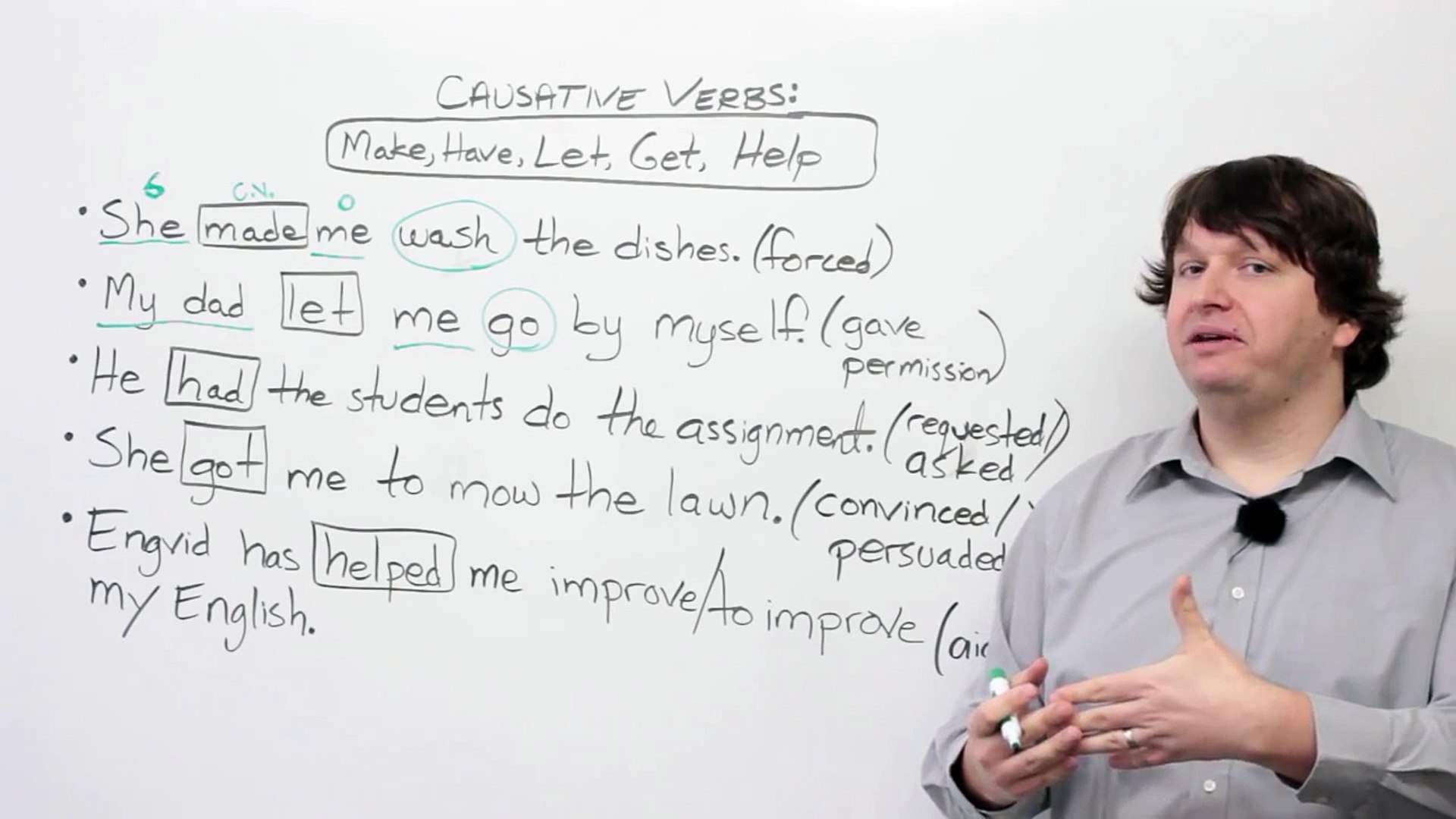 English Grammar Causative Verbs Make Have Let Get Help Video Dailymotion