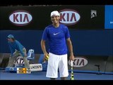 Federer imitates Nadal twice