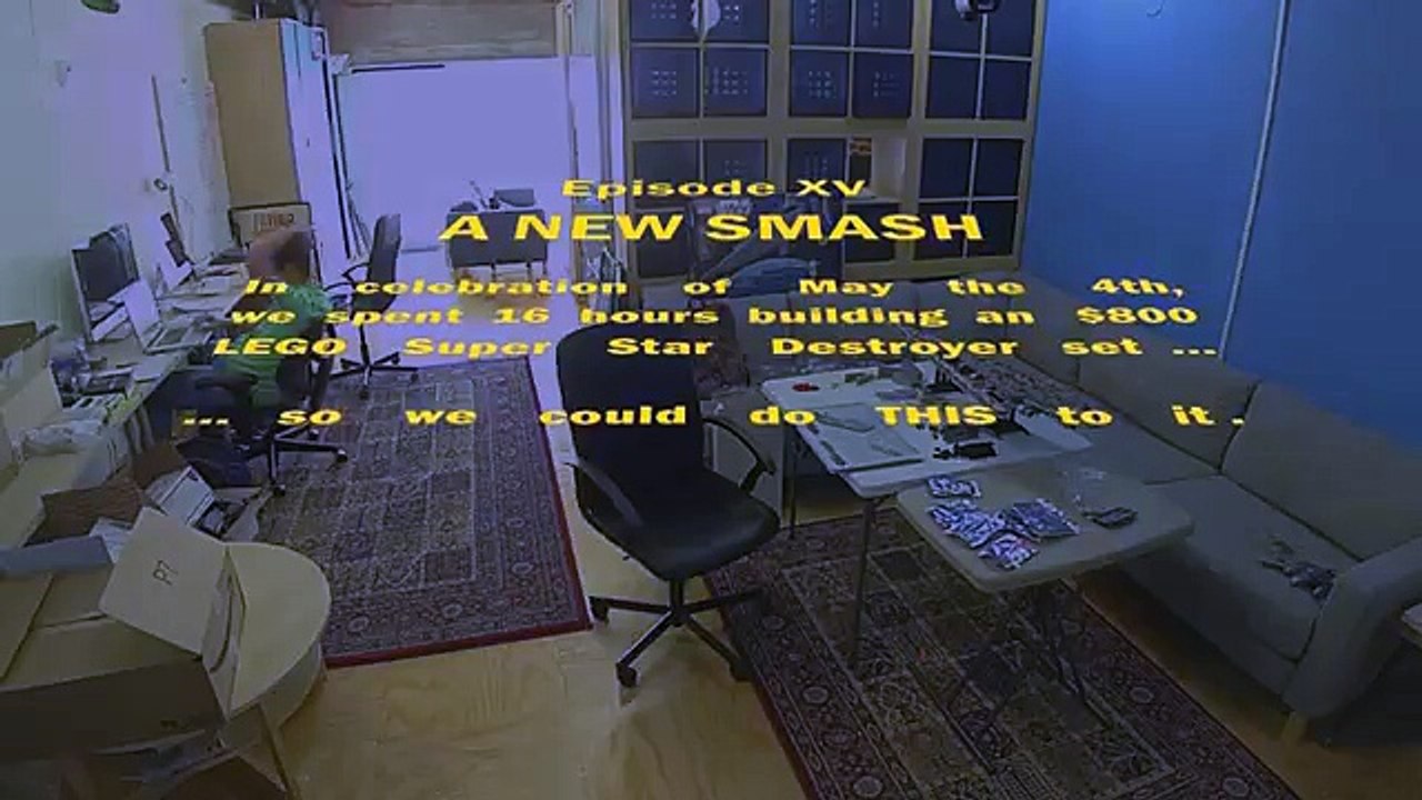 Giant Star Wars LEGO Super Star Destroyer Shattered at 1000 fps _ Battle Damage