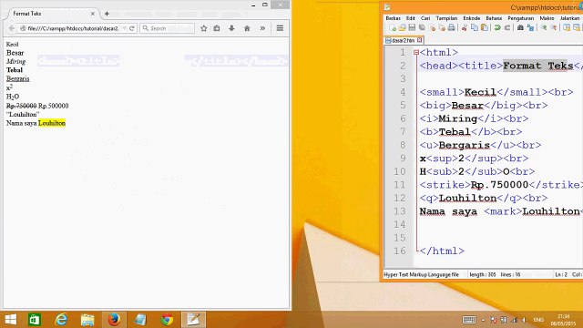 Tutorial HTML ke 2-Format dalam HTML