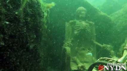 Snorkeler Finds Underwater Skeleton Tea Party